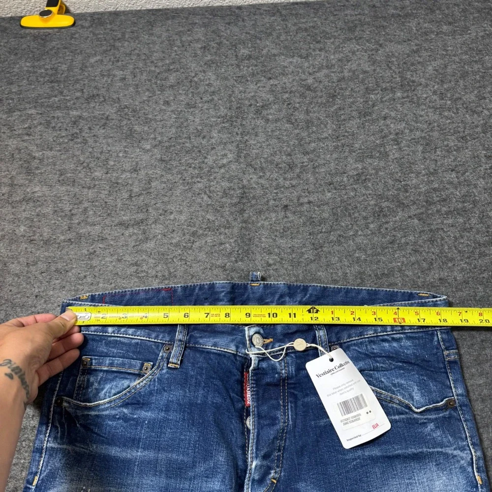 Dsquared2 Skinny Dan Jean Blue Distressed ICON Patch Jeans Size 54 IT (36x29)